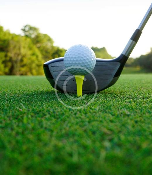 Golf,Ball,And,Golf,Club,In,Beautiful,Golf,Course,At Golf ball and golf club in beautiful golf course at sunset background.